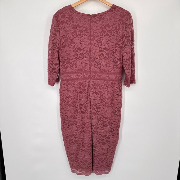 Talia Sodi Mauve Lace 3/4 Sleeve Midi Dress V-Neck size Medium New $89 - Picture 12 of 15